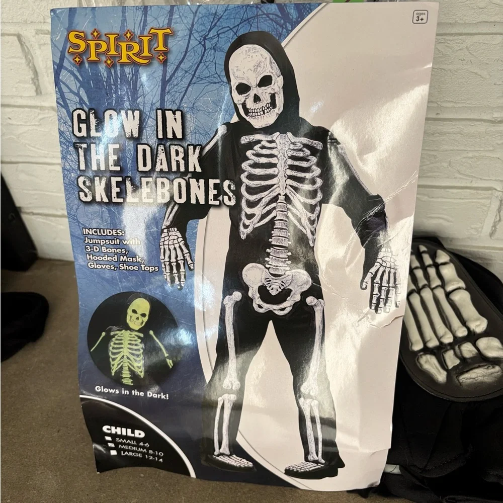 Spirit Black Glow-in-the-Dark Skeleton Costume for Kids